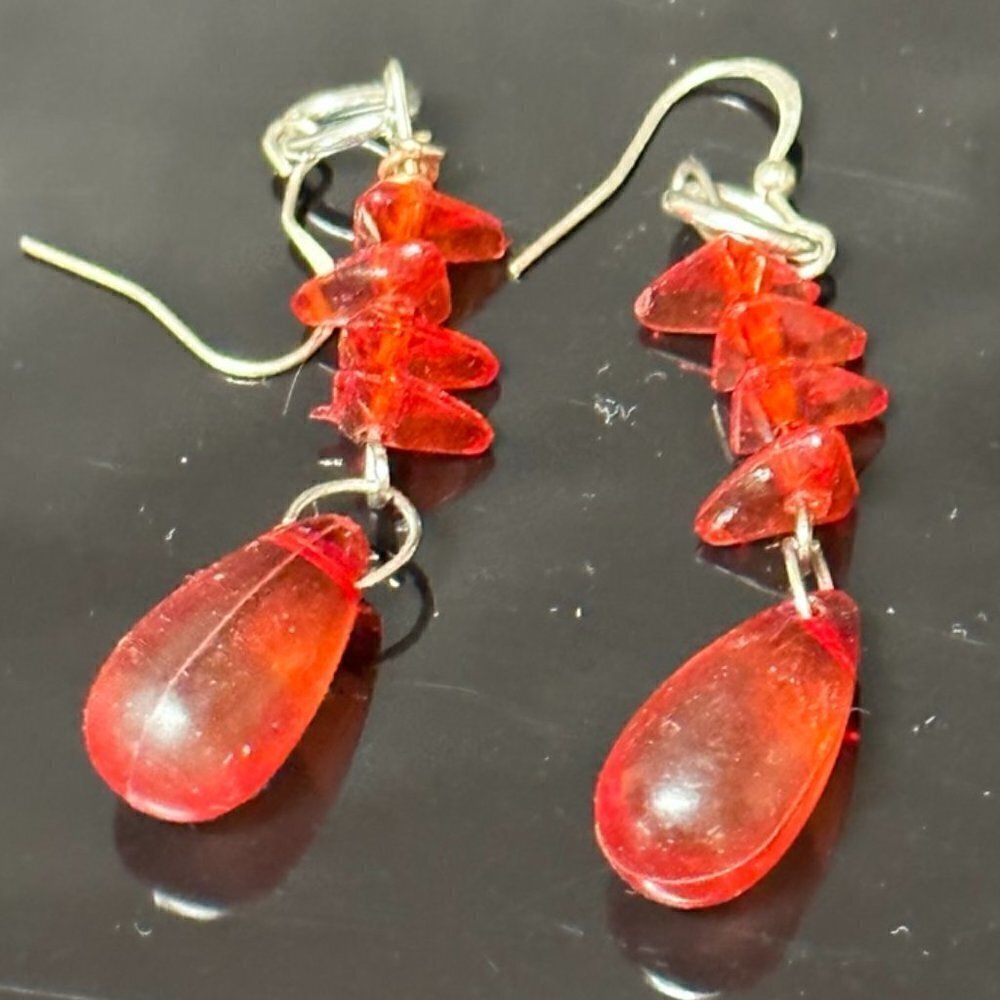 Vintage Retro 60's 70's Plastic dangle drop Earrings